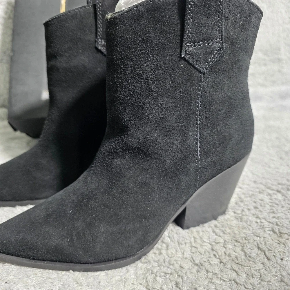 Kenneth Cole Black‎ Suede Leather Pointed Toe Western Ankle Boots Booties 6M NEW